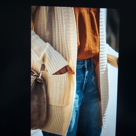 065. Apricot Shawl Neckline Long Sleeve Cardigan with Pocket  Size L - Picture 3 of 15